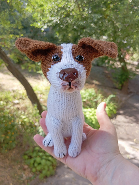 Knitted Toy, Handmade Dog Figurine, Amigurumi Plush Dog