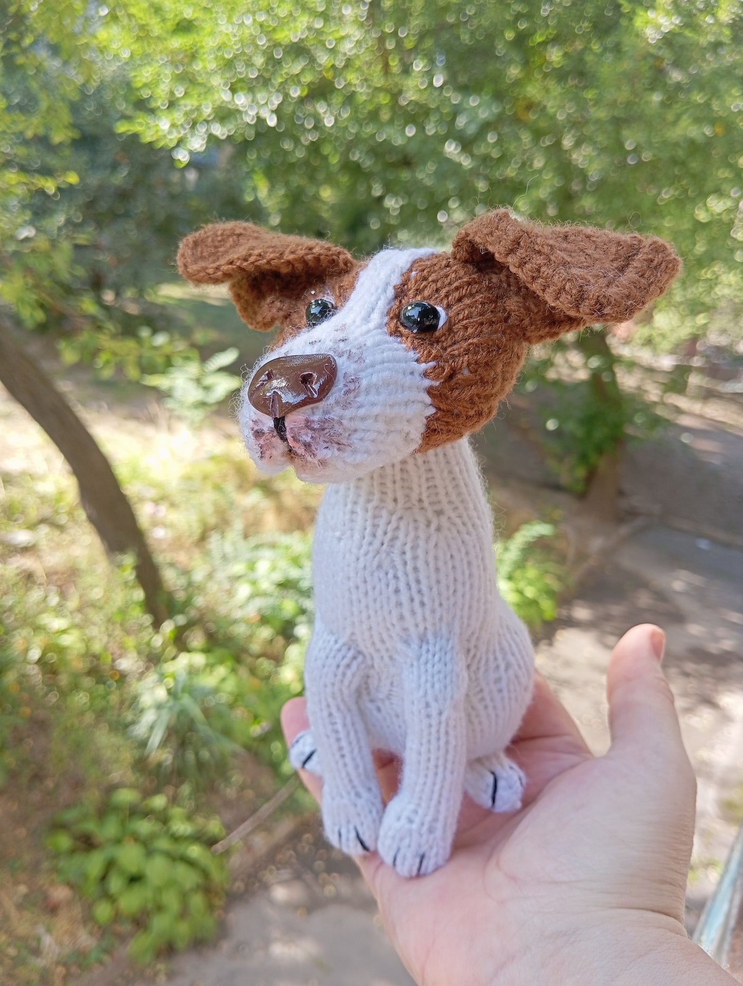 Knitted Toy, Handmade Dog Figurine, Amigurumi Plush Dog