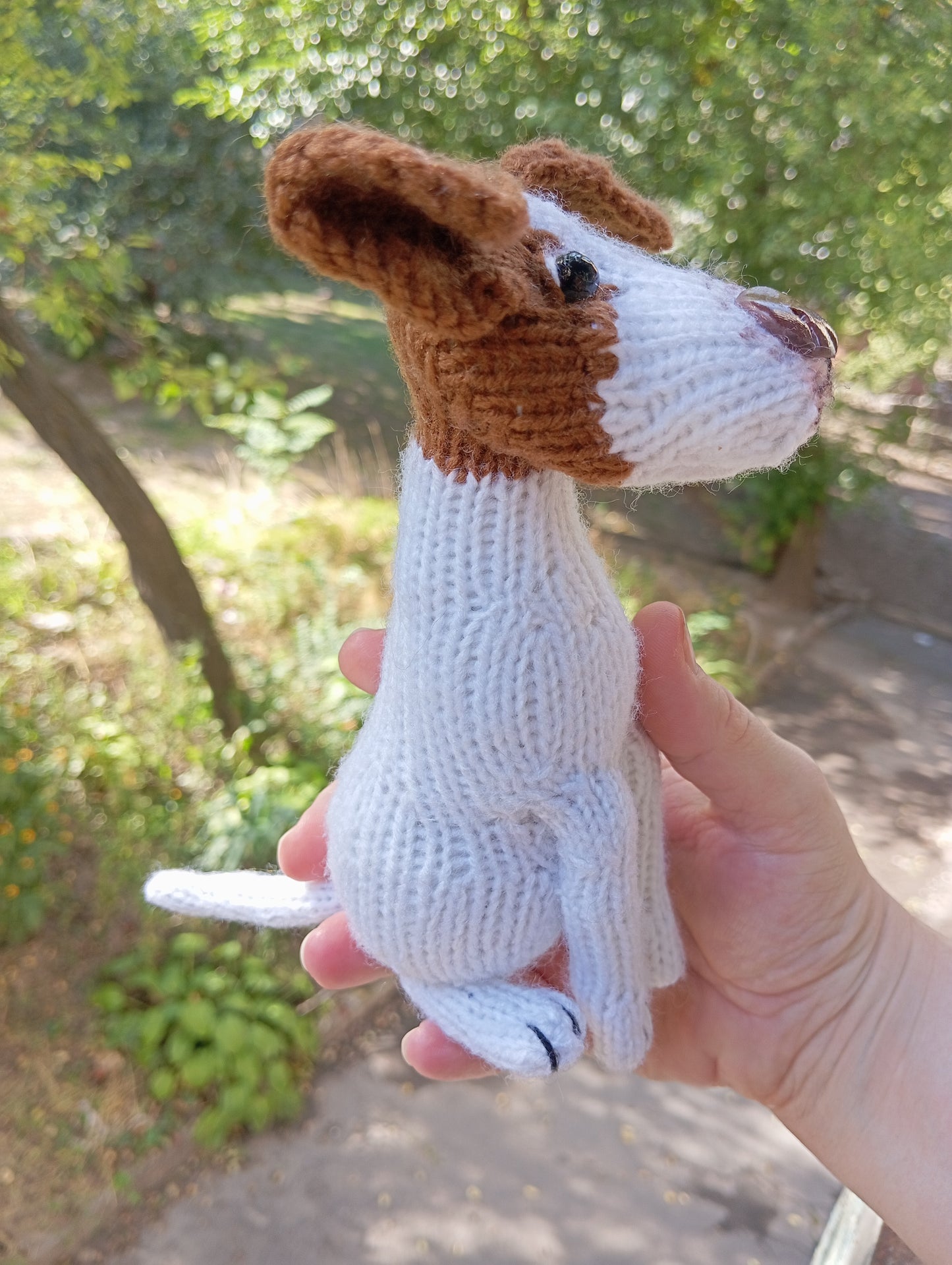 Knitted Toy, Handmade Dog Figurine, Amigurumi Plush Dog