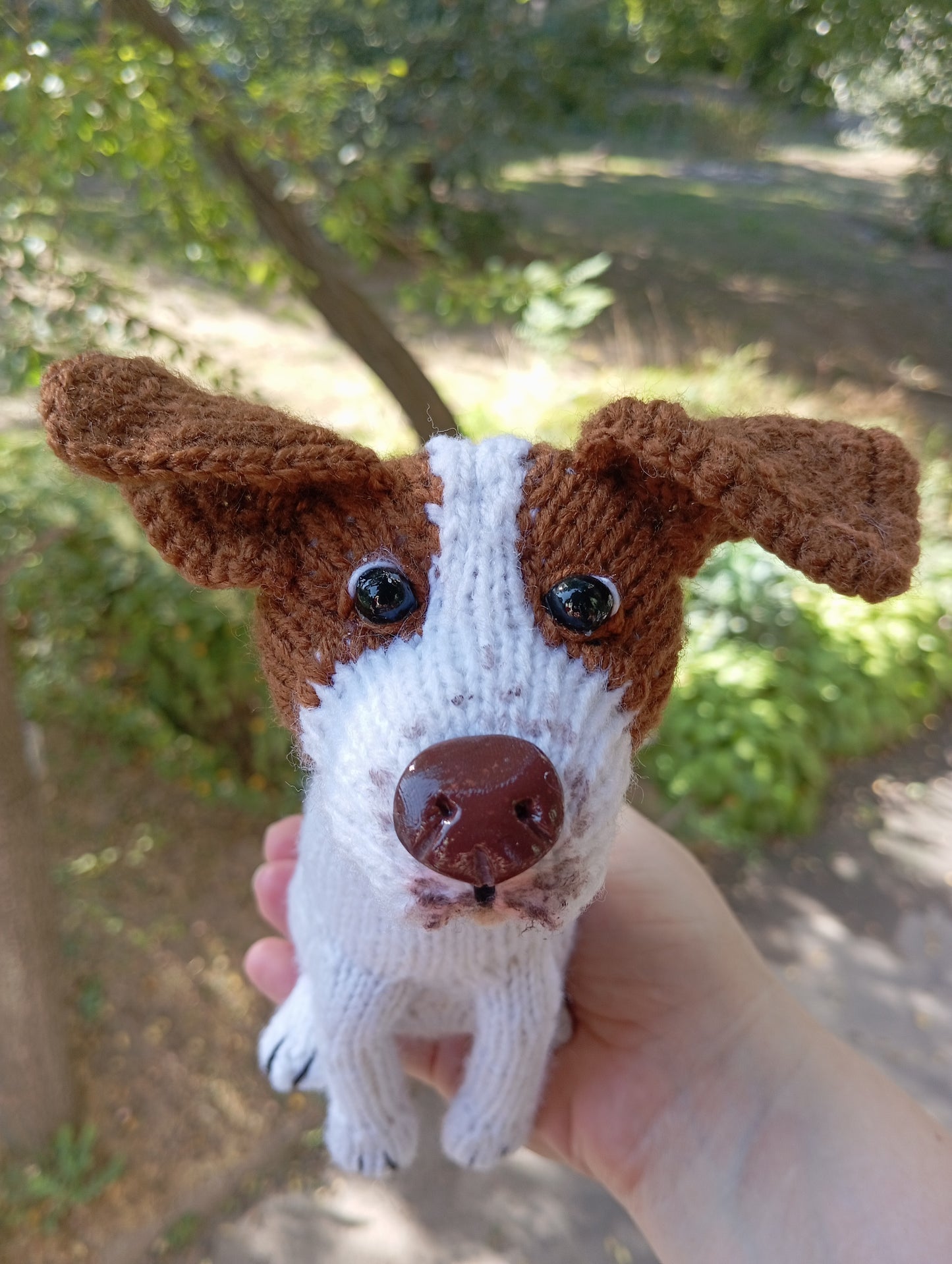 Knitted Toy, Handmade Dog Figurine, Amigurumi Plush Dog