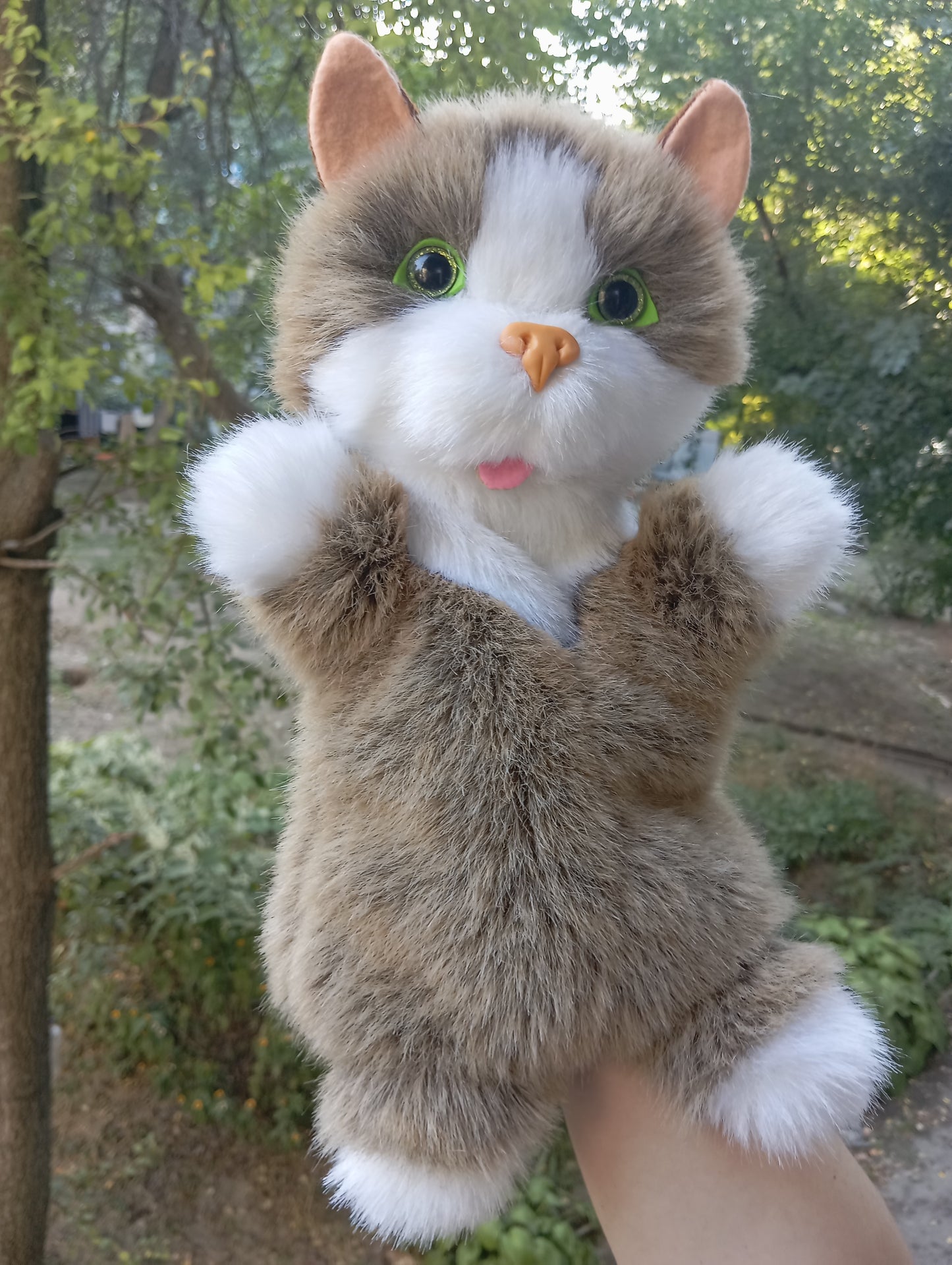 Beige Cat Hand Puppet, Beige cat Hand Puppet, Fluffy Cat hand Puppet, Glove cat, Plush cat