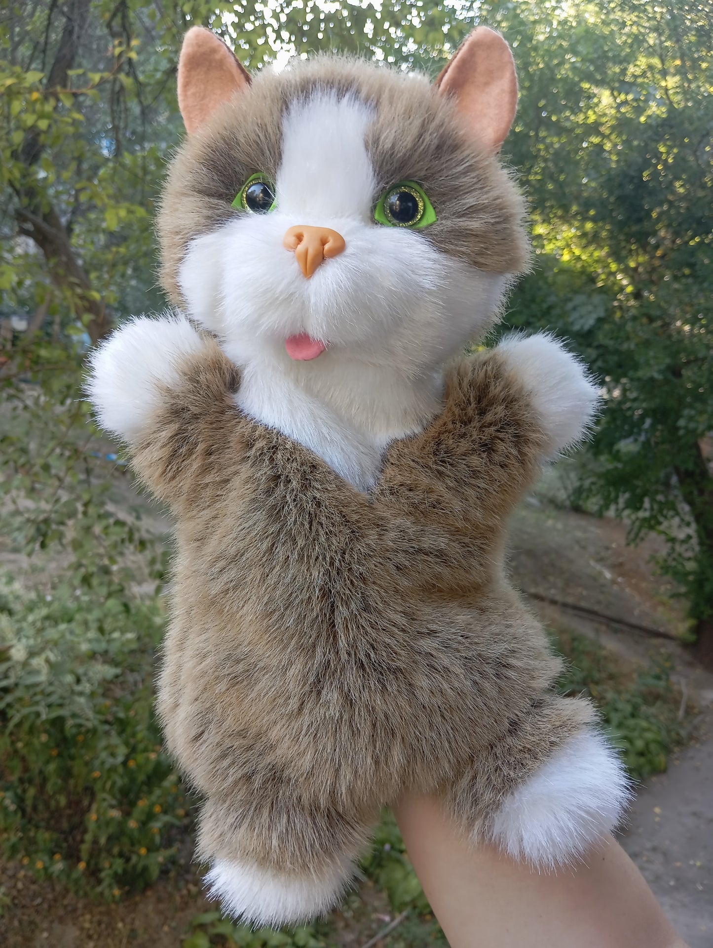 Beige Cat Hand Puppet, Beige cat Hand Puppet, Fluffy Cat hand Puppet, Glove cat, Plush cat