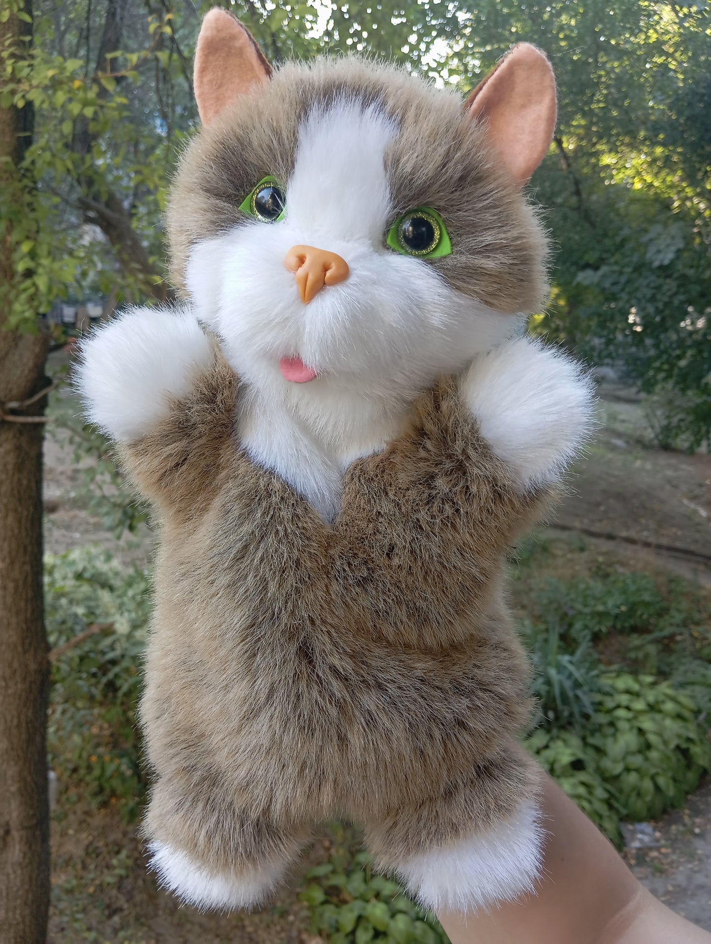 Beige Cat Hand Puppet, Beige cat Hand Puppet, Fluffy Cat hand Puppet, Glove cat, Plush cat