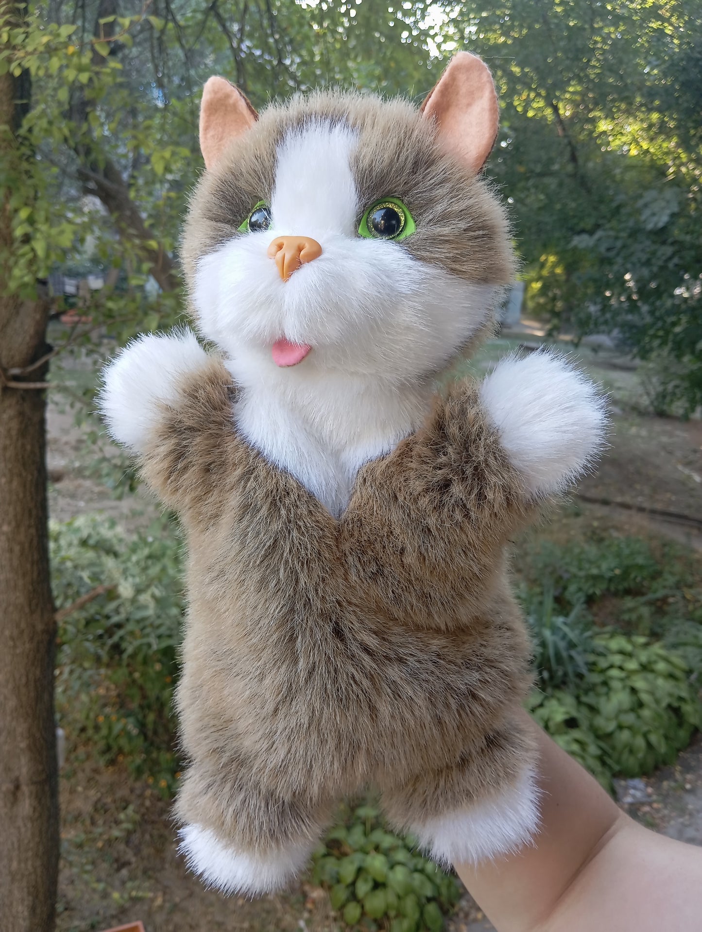 Beige Cat Hand Puppet, Beige cat Hand Puppet, Fluffy Cat hand Puppet, Glove cat, Plush cat