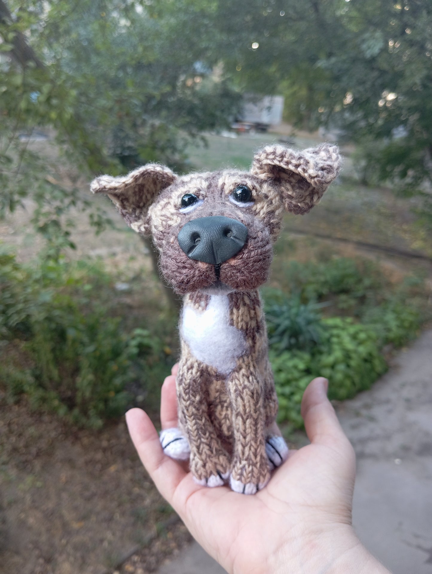 Plush dog figurine