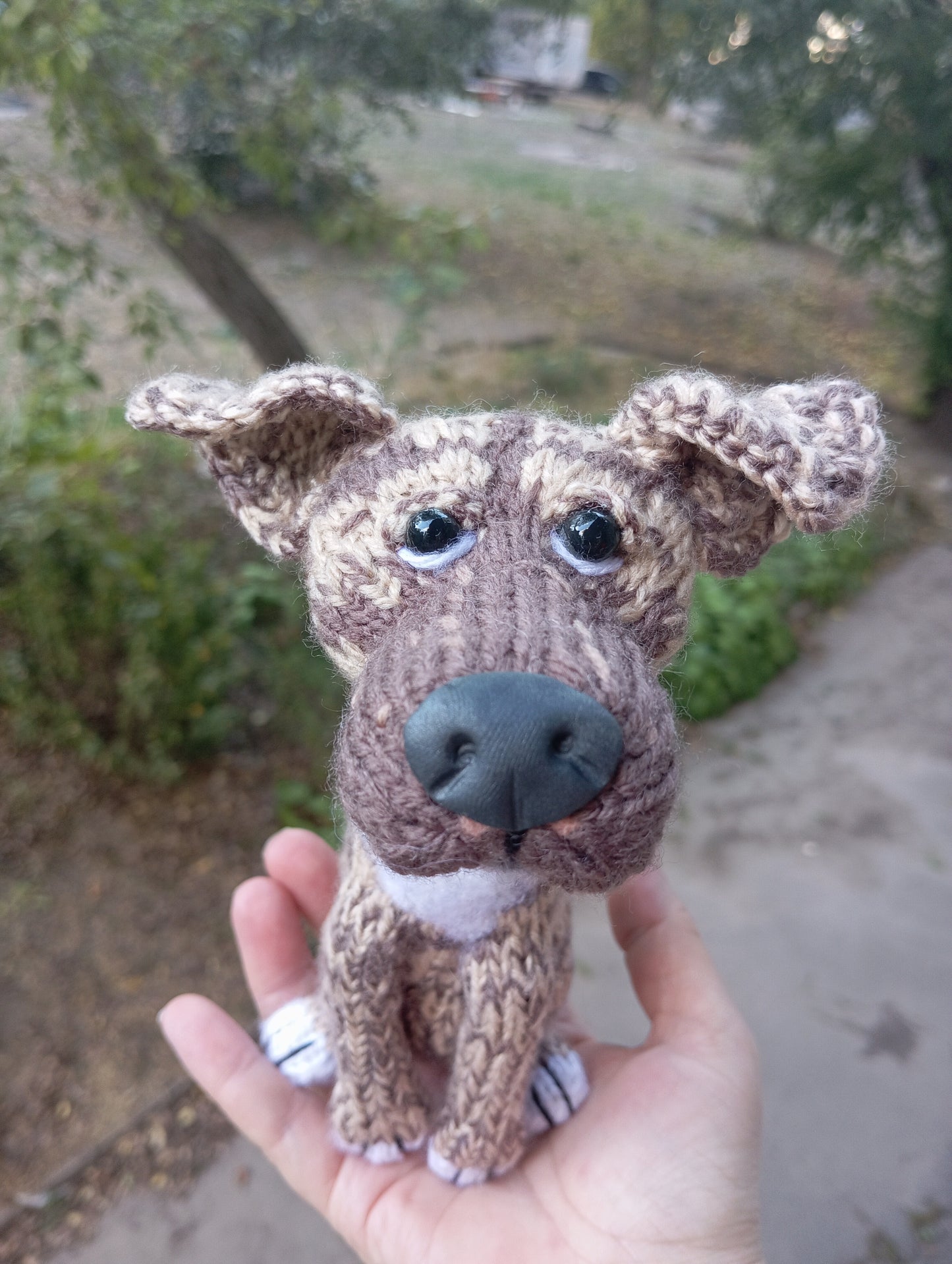 Plush dog figurine