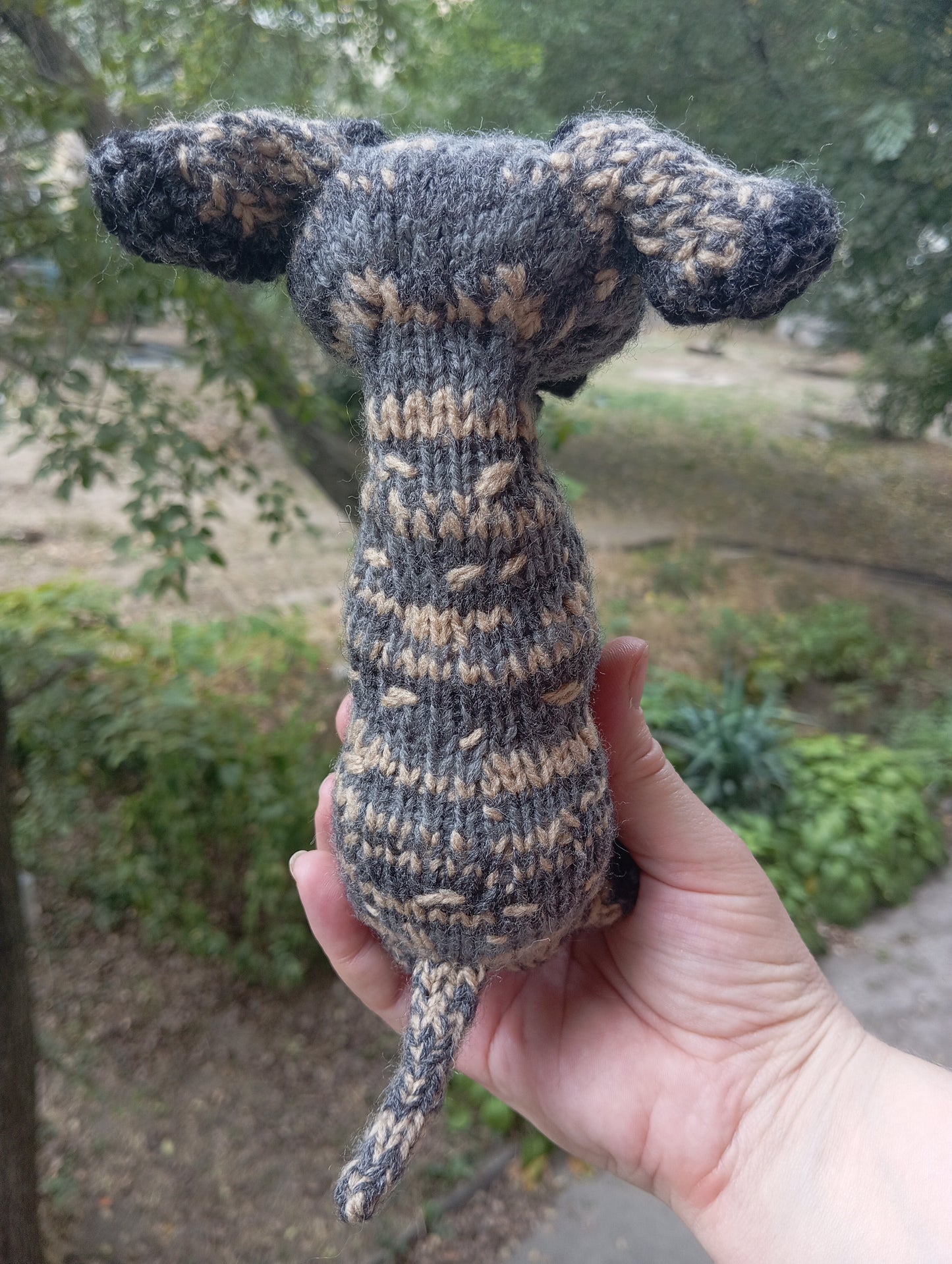 Knitted Plush Pitbull Figurine, Cute Dog Toy