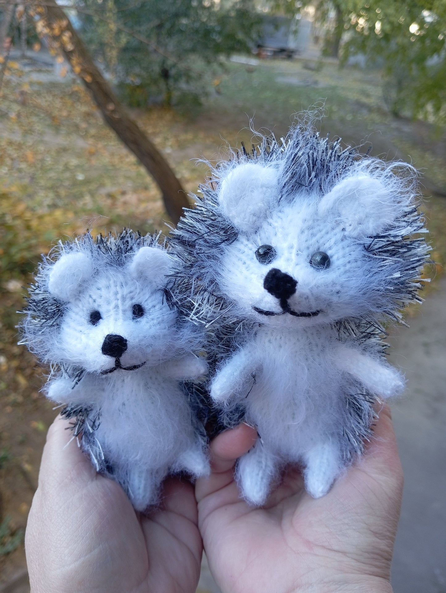 Set of knitted Plush Hedgehogs, Cute mom and Baby Hedgehog Plushie