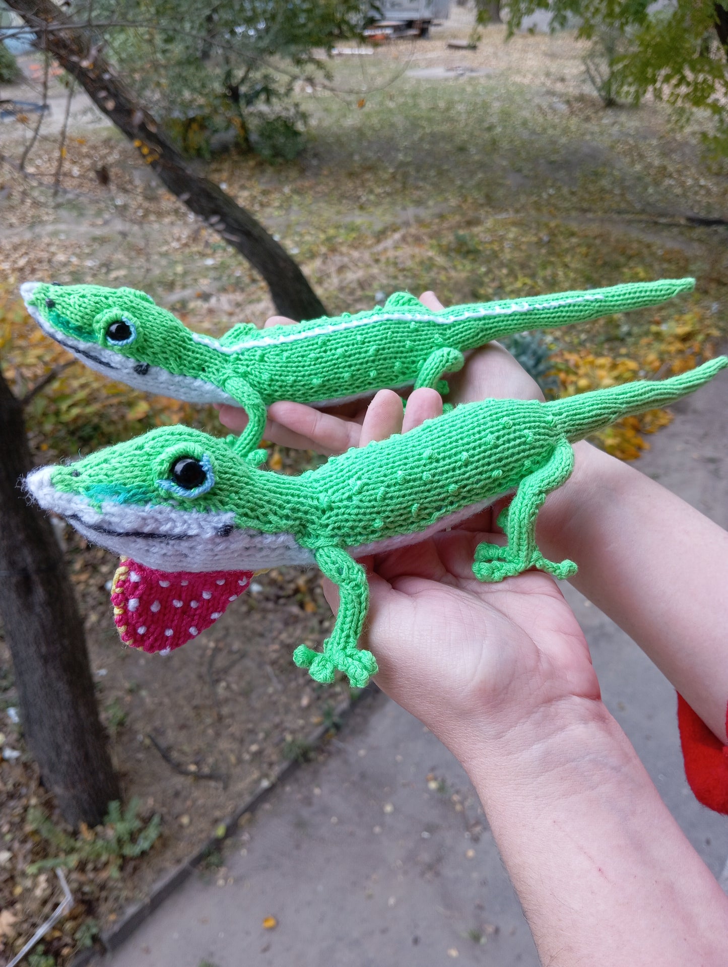 Plush Green Lizard Figurine, Plush Anole