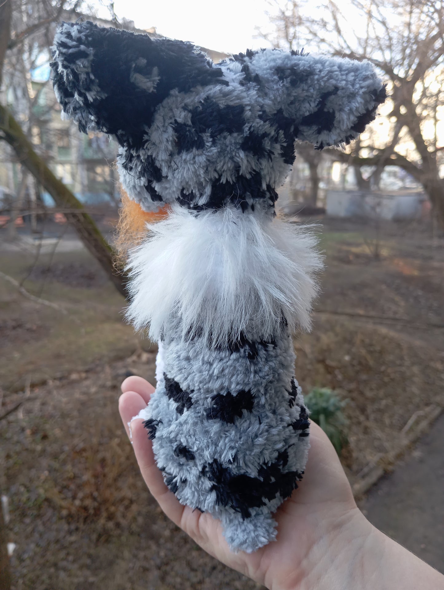 Knitted Australian Shepherd Figurine, Crohet Aussie Stuffed Dog, Cute Australian Shepherd Toy