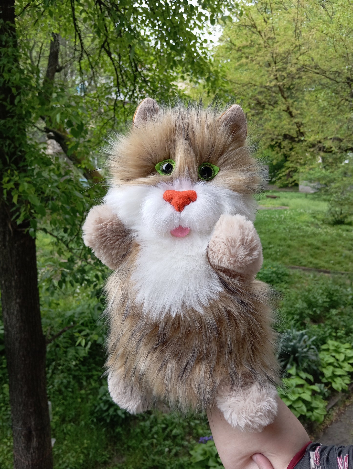 Beige Cat Hand Puppet, Beige cat Hand Puppet, Fluffy Cat hand Puppet, Glove cat, Plush cat