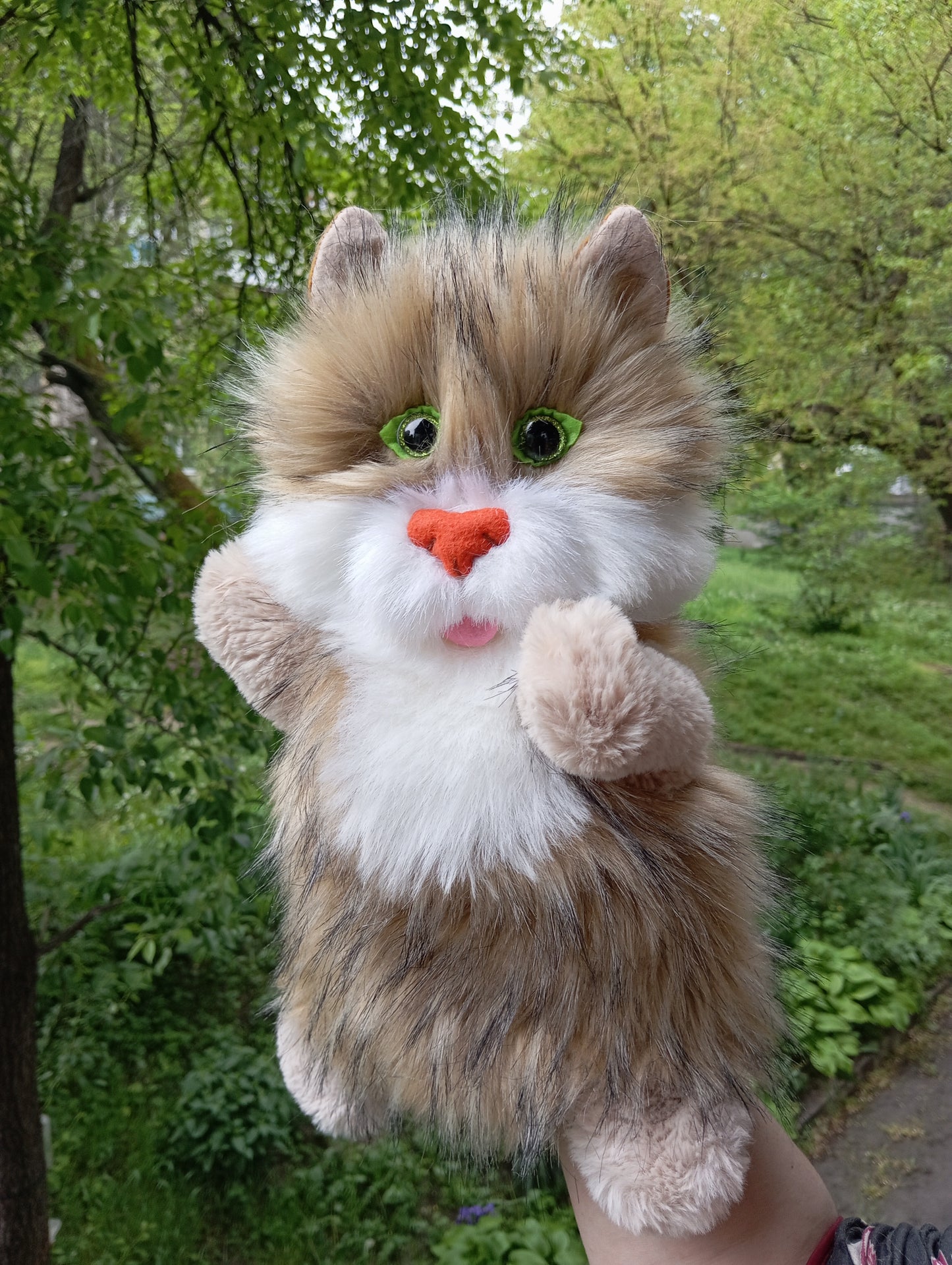 Beige Cat Hand Puppet, Beige cat Hand Puppet, Fluffy Cat hand Puppet, Glove cat, Plush cat