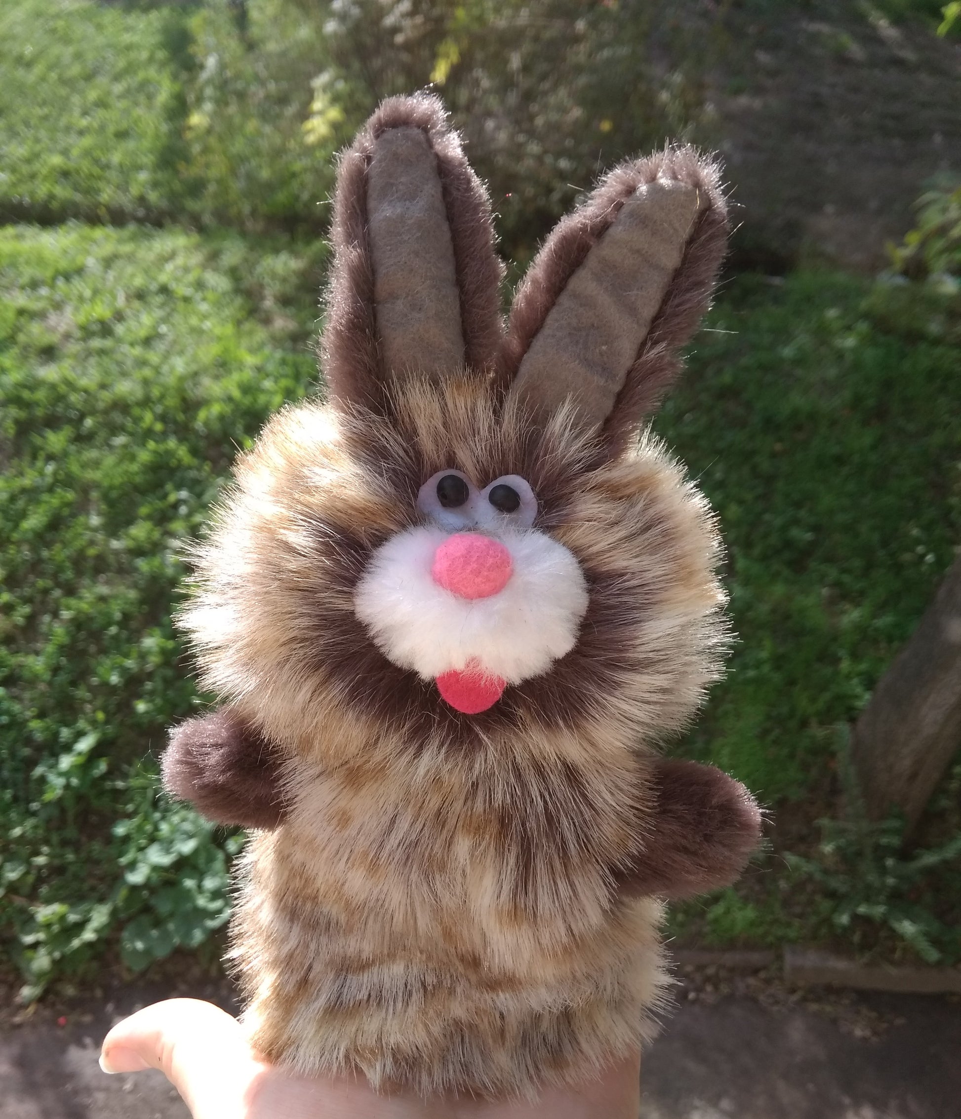 Fluffy bunny plush hand puppet