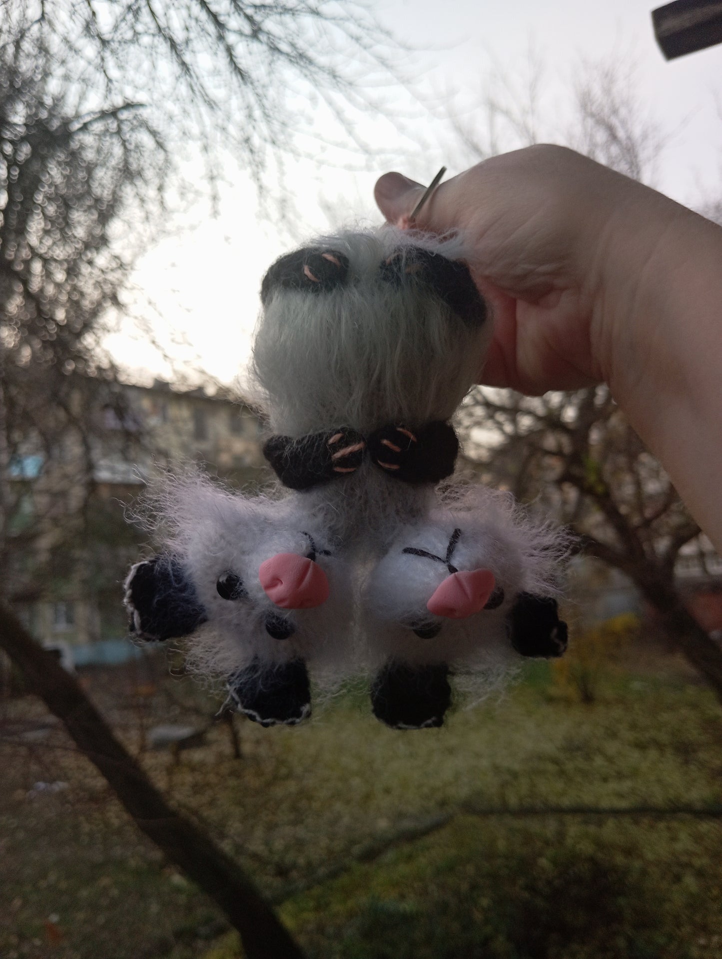 Two headed Knitted possum Plushie, Unique Surreal Possum Monster