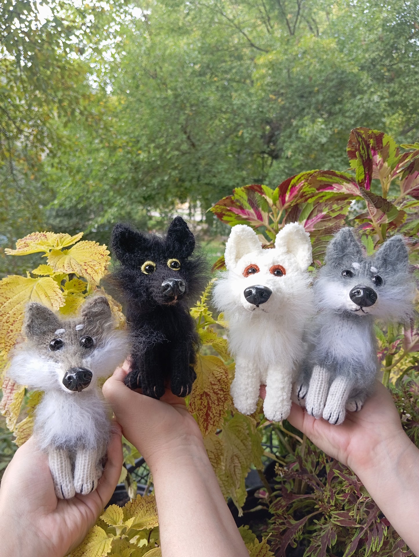 Adorable Knitted Wolves Plushies, Handmade Puppy Wolf