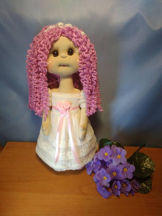 cute handmade waldorf doll with beautiful hair