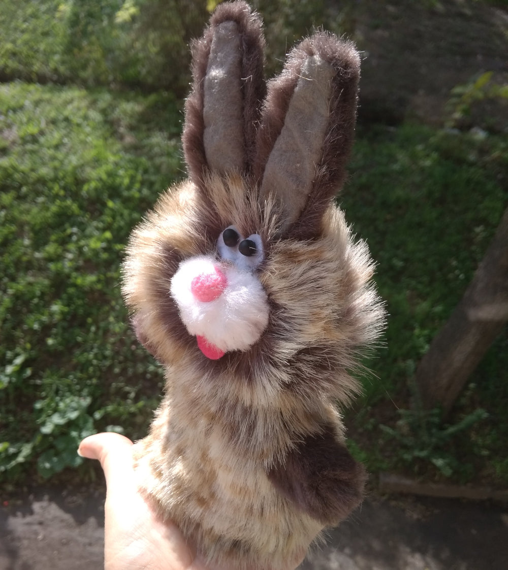 Fluffy bunny plush hand puppet