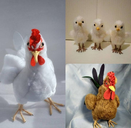 Stuffed animal farm toys Educational plush Bird toys Chicken Easter decor Chicken family plush toy Hen Rooster